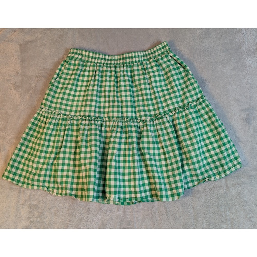 Draper James RSVP Size S Green Gingham Ruffled Skirt Western Cottagecore